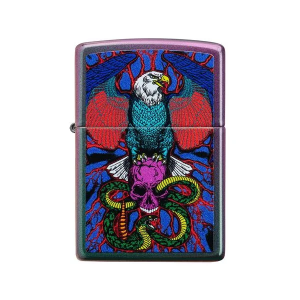 Zippo Lighter - Eagle, Snake, Skull Iridescent Design