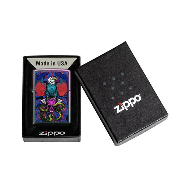 Zippo Lighter - Eagle, Snake, Skull Iridescent Design - Image 2