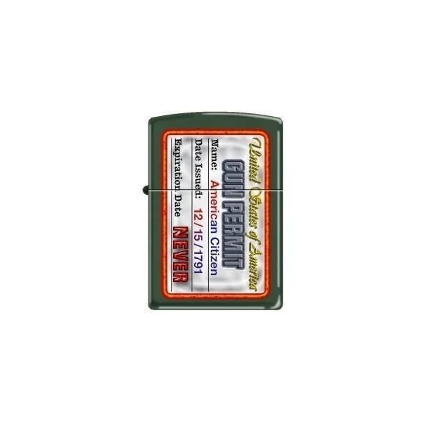 Zippo Lighter - Gun Permit Green Matte