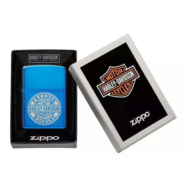 Zippo Lighter - Harley Davidson High Polish Blue - Image 2