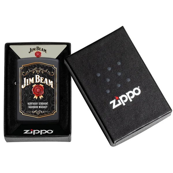 Zippo Lighter - Jim Beam Label on a Black Matte Finish - Image 2