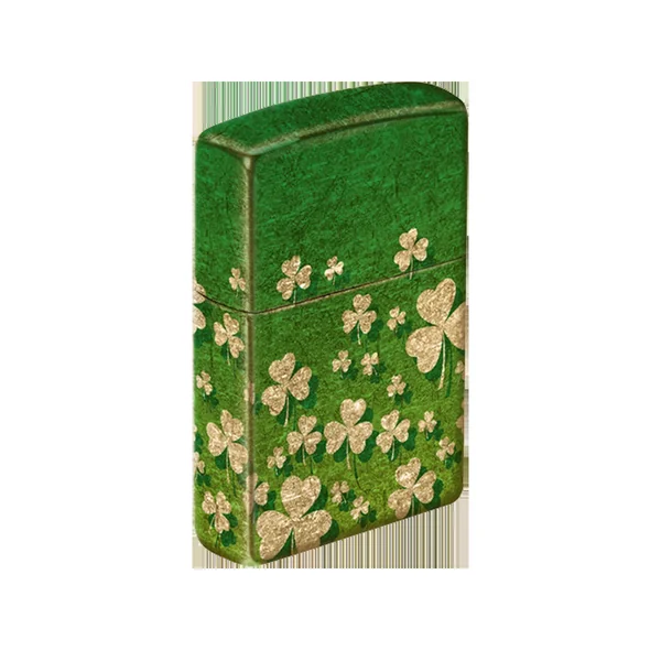 Zippo Lighter - Ombre Green Shamrock Brass Finish - Image 2