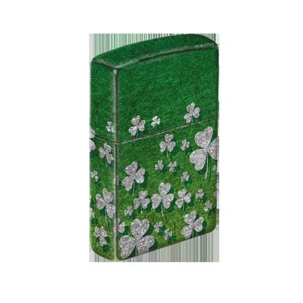 Zippo Lighter - Ombre Green Shamrock Chrome Finish - Image 2