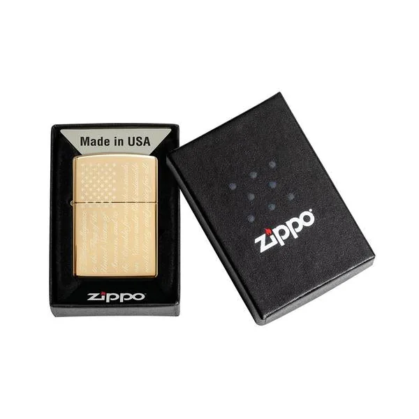 Zippo Lighter - Pledge of Allegiance Design High Polish Brass - Image 2